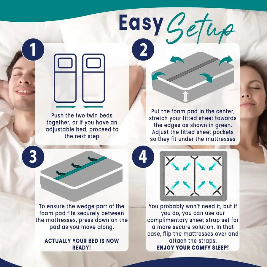 Fitted Sheet Attached Bed Bridge Converter Kit With Sheet Strap
