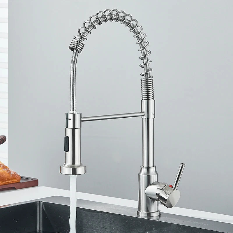 Rozin Pull Down Kitchen Faucet Single Handle Hot Cold Water Mixer Tap 360 Swivel