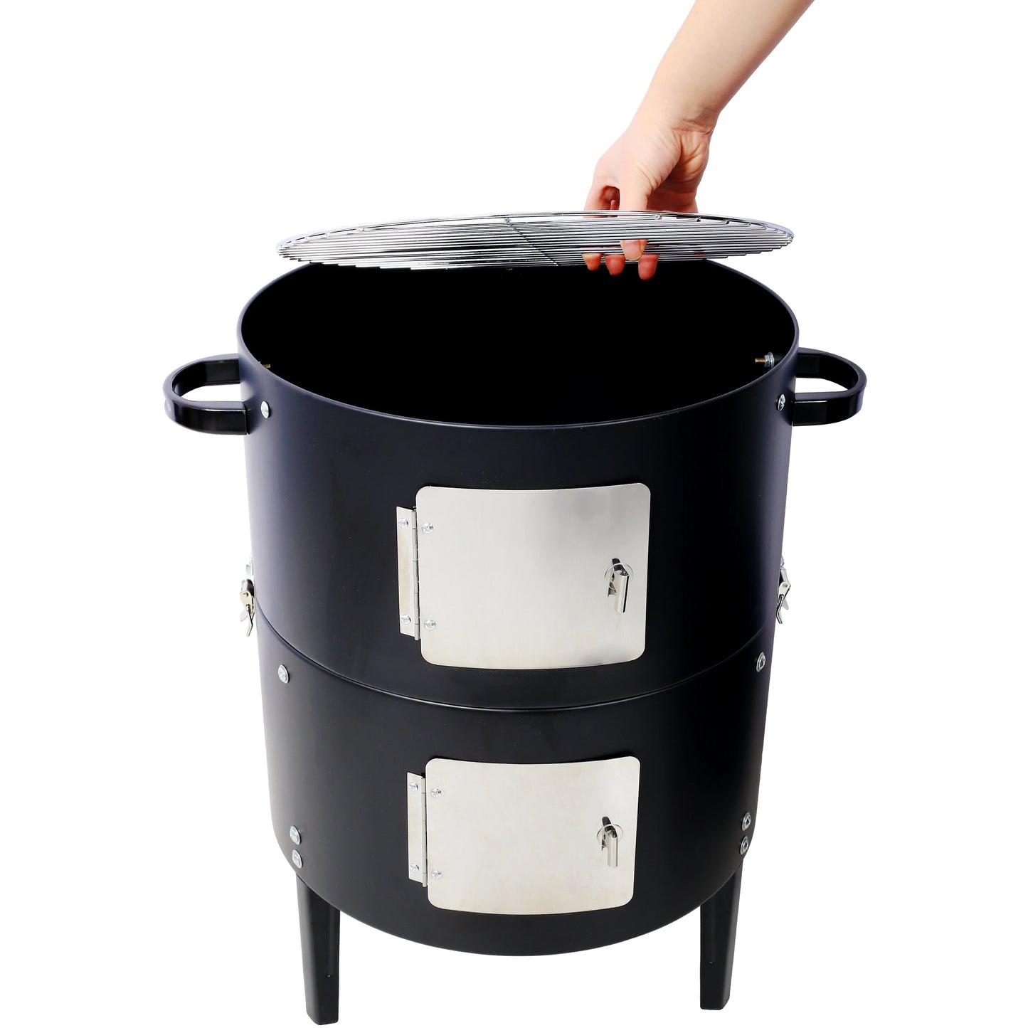 NONE Steel Charcoal Smoker Heavy Duty Round BBQ Grill