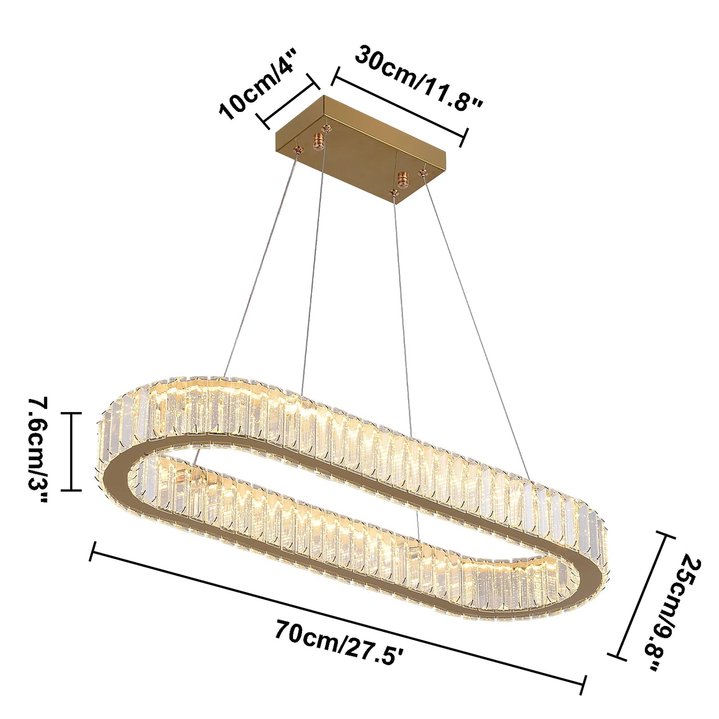 VETRULUS Modern Luxury Crystal Oval LED Chandelier Ceiling Light