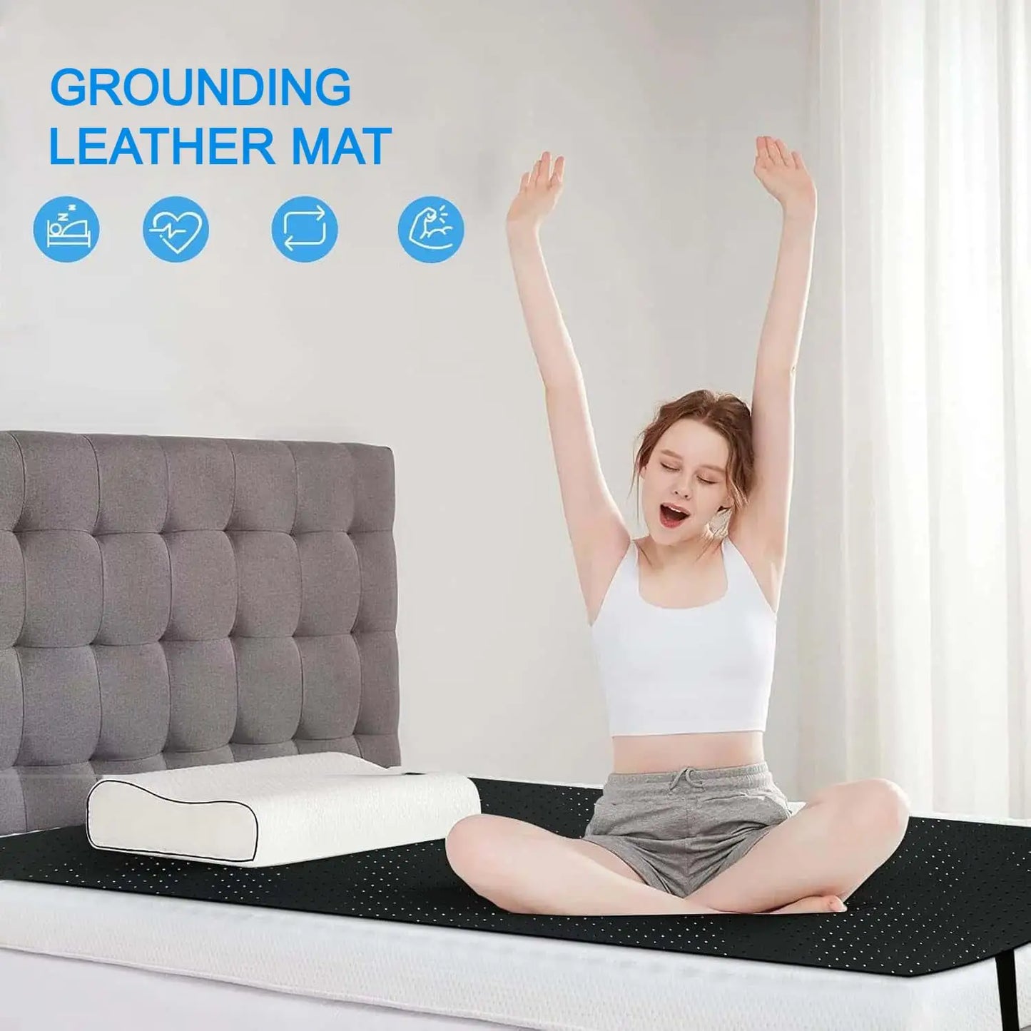 Grounding Sheet Combo With Mat Fully Conductive Carbon Faux Leather