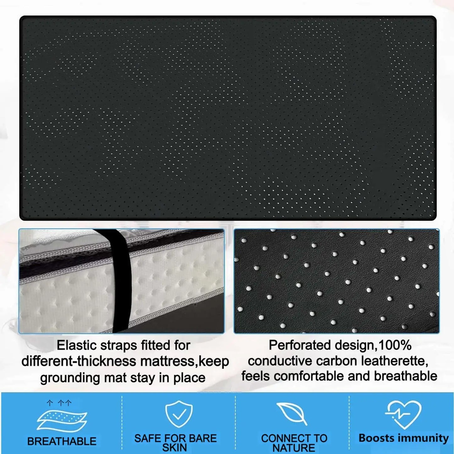 Grounding Sheet Combo With Mat Fully Conductive Carbon Faux Leather