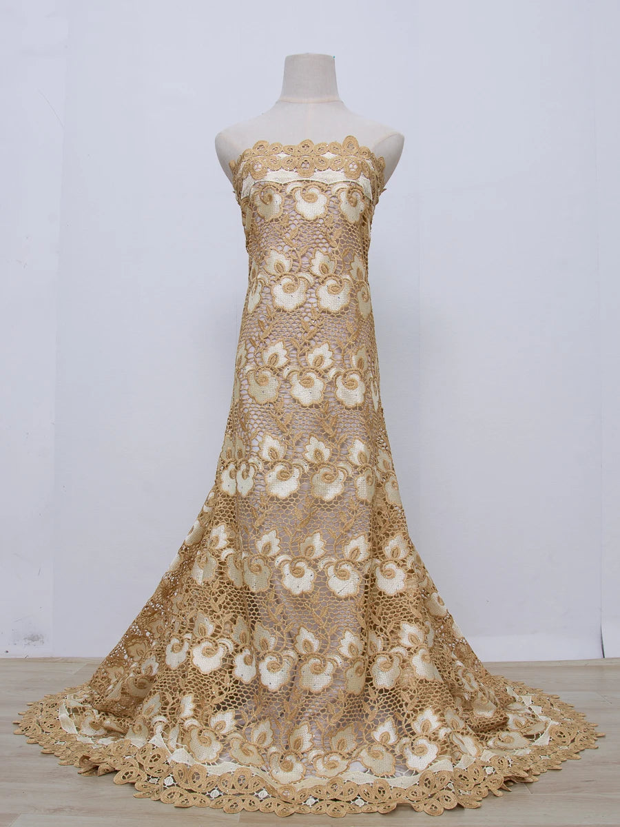 NONECN African Guipure Water Lace Fabric Embroidery For Wedding Dresses