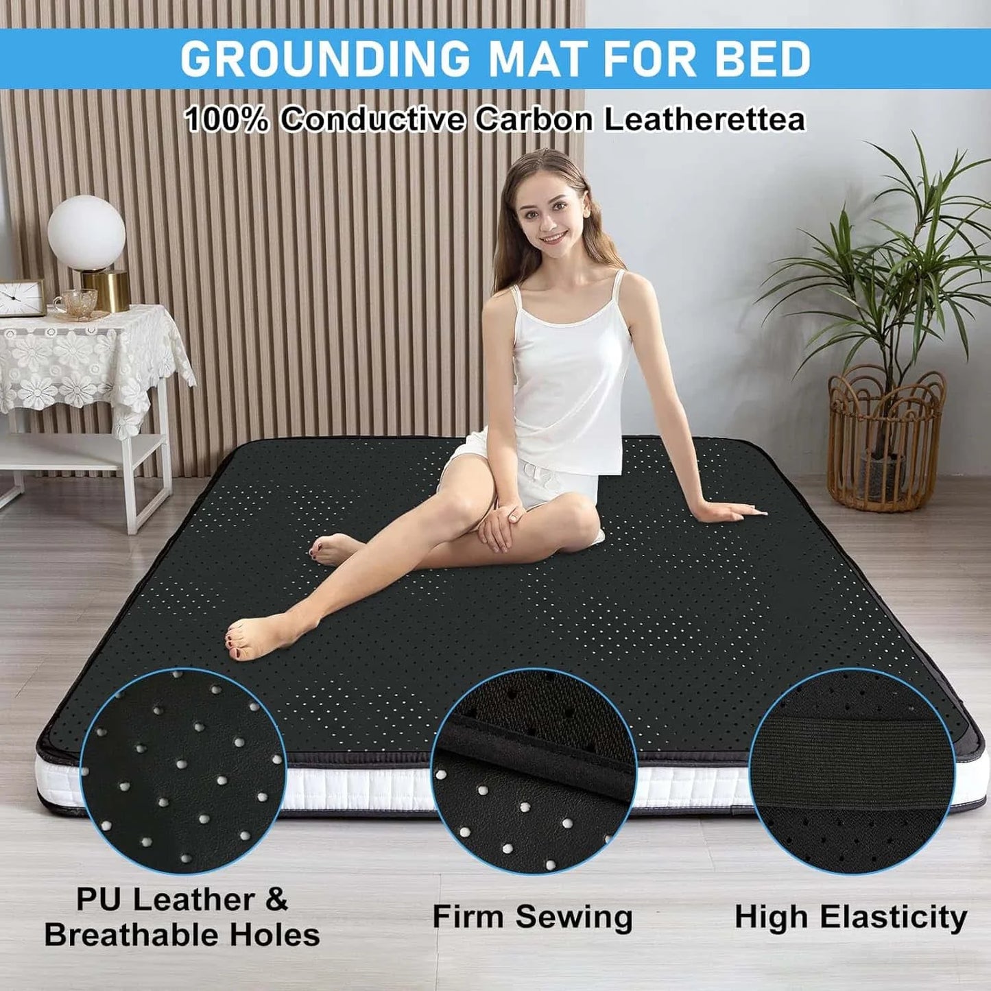 Grounding Sheet Combo With Mat Fully Conductive Carbon Faux Leather