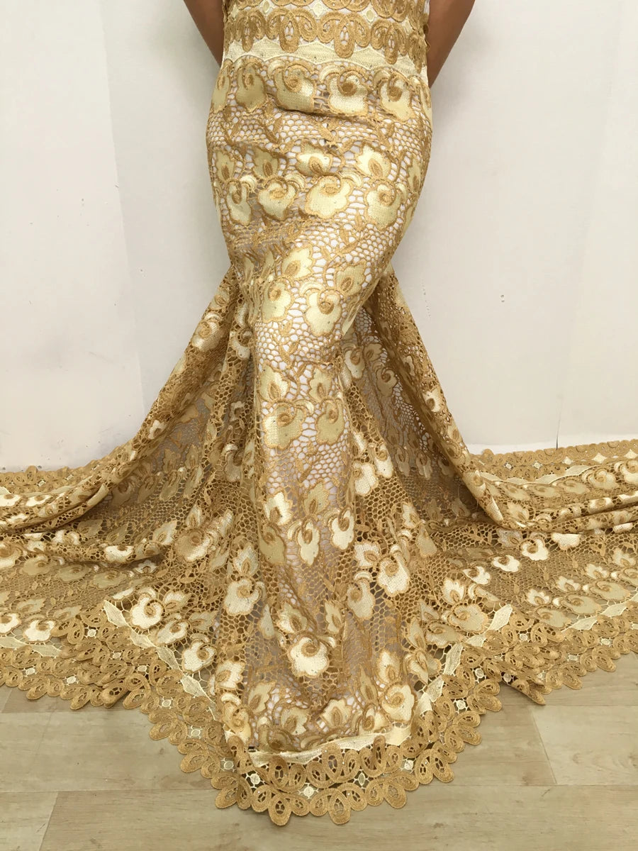 NONECN African Guipure Water Lace Fabric Embroidery For Wedding Dresses