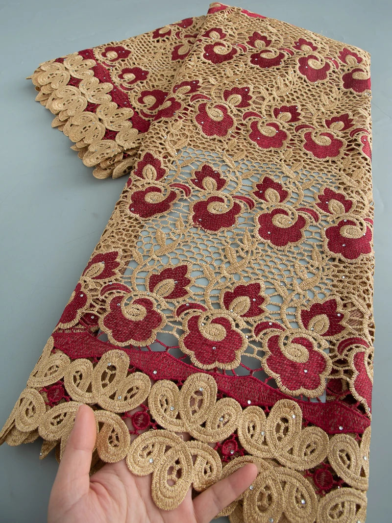 NONECN African Guipure Water Lace Fabric Embroidery For Wedding Dresses