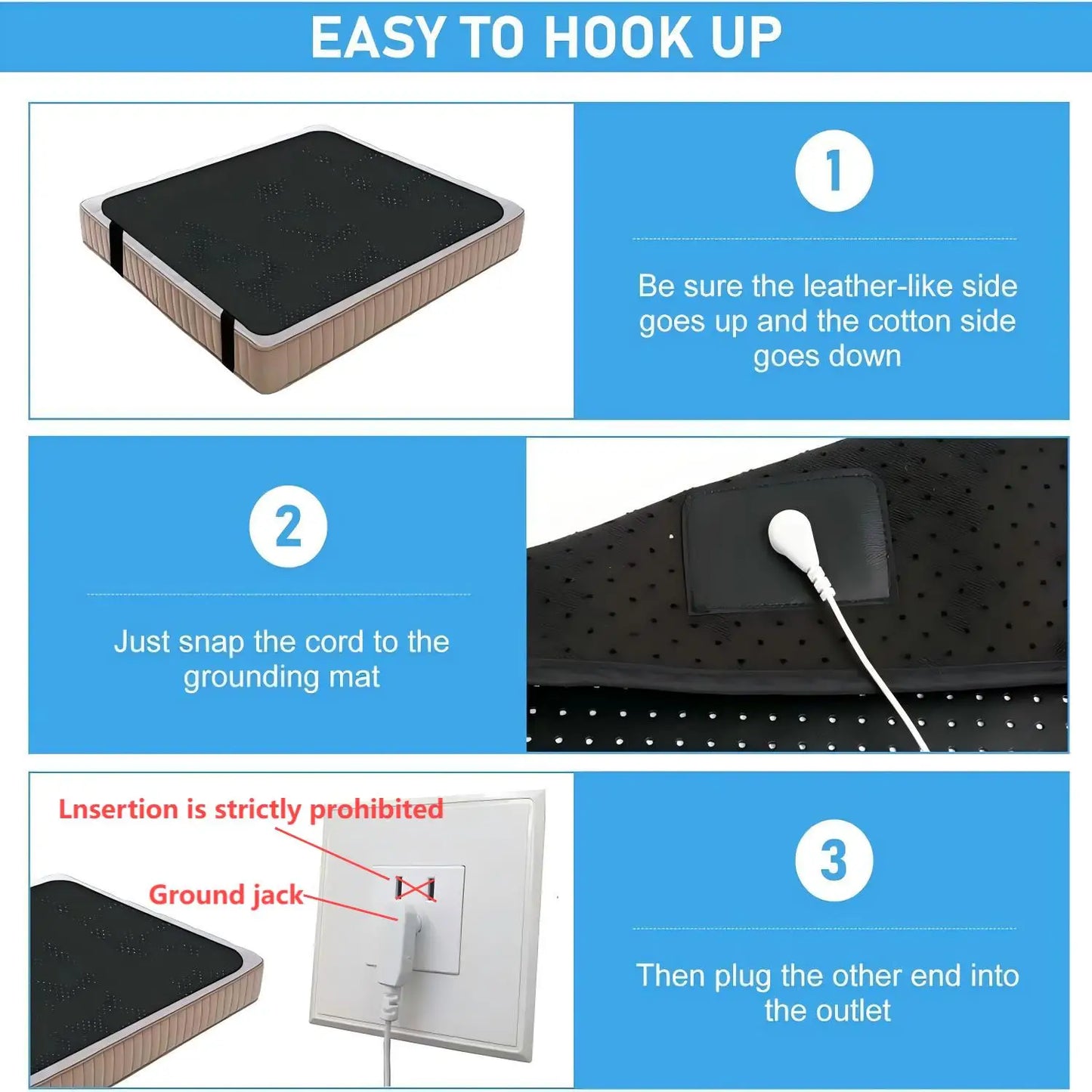 Grounding Sheet Combo With Mat Fully Conductive Carbon Faux Leather