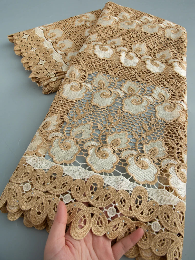 NONECN African Guipure Water Lace Fabric Embroidery For Wedding Dresses