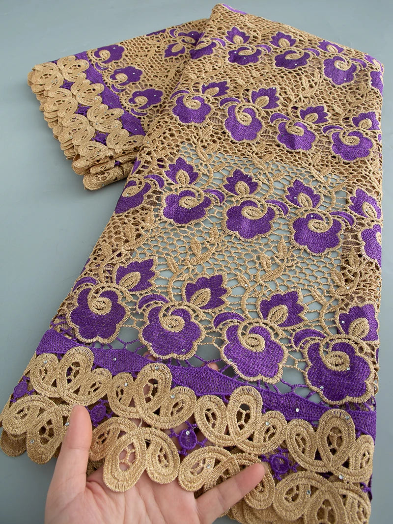 NONECN African Guipure Water Lace Fabric Embroidery For Wedding Dresses