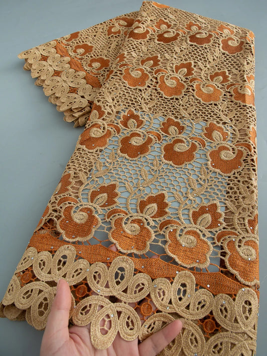 NONECN African Guipure Water Lace Fabric Embroidery For Wedding Dresses