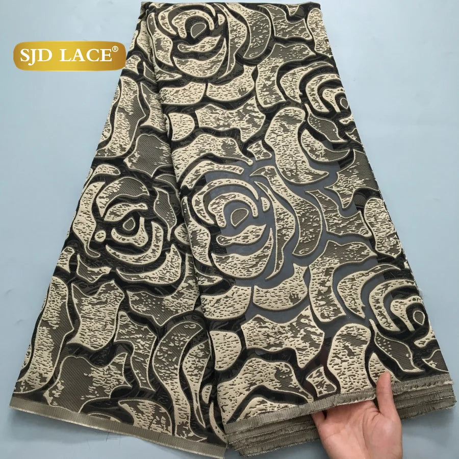 SJD LACA Nigerian Brocade Lace Damask Fabric For Women Dresses