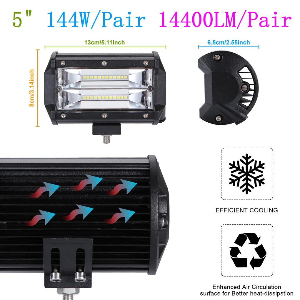 AUCD 4-Pack LED Flood Lights 12-24V for Vehicles and Boats