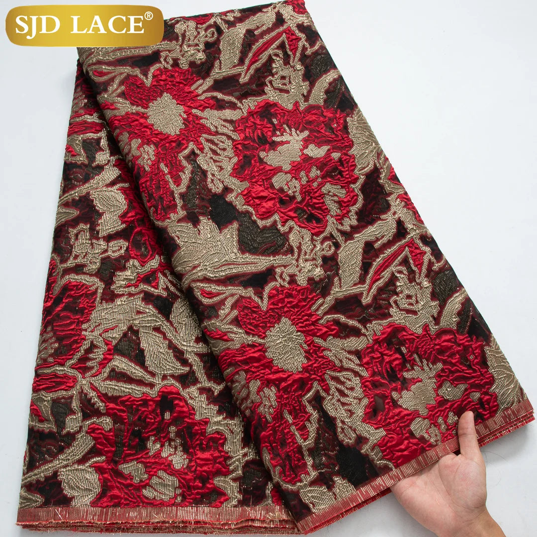 SJD LACA Nigerian Brocade Lace Damask Fabric For Women Dresses