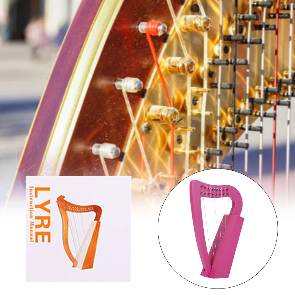 Shunmaii 8-String Lyre Harp Solid Wood Mini With Tuning Wrench