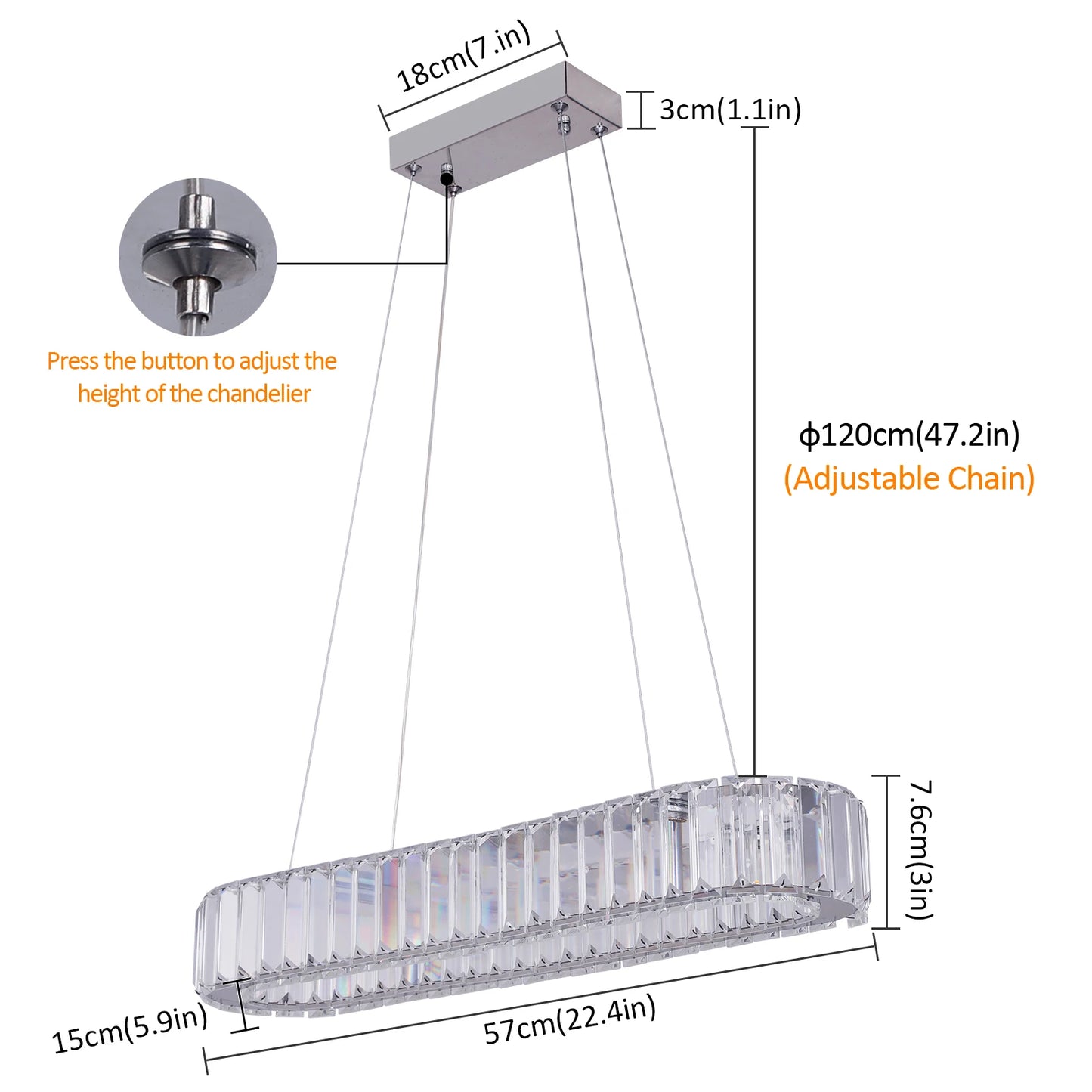 VETRULUS Modern Luxury Crystal Oval LED Chandelier Ceiling Light