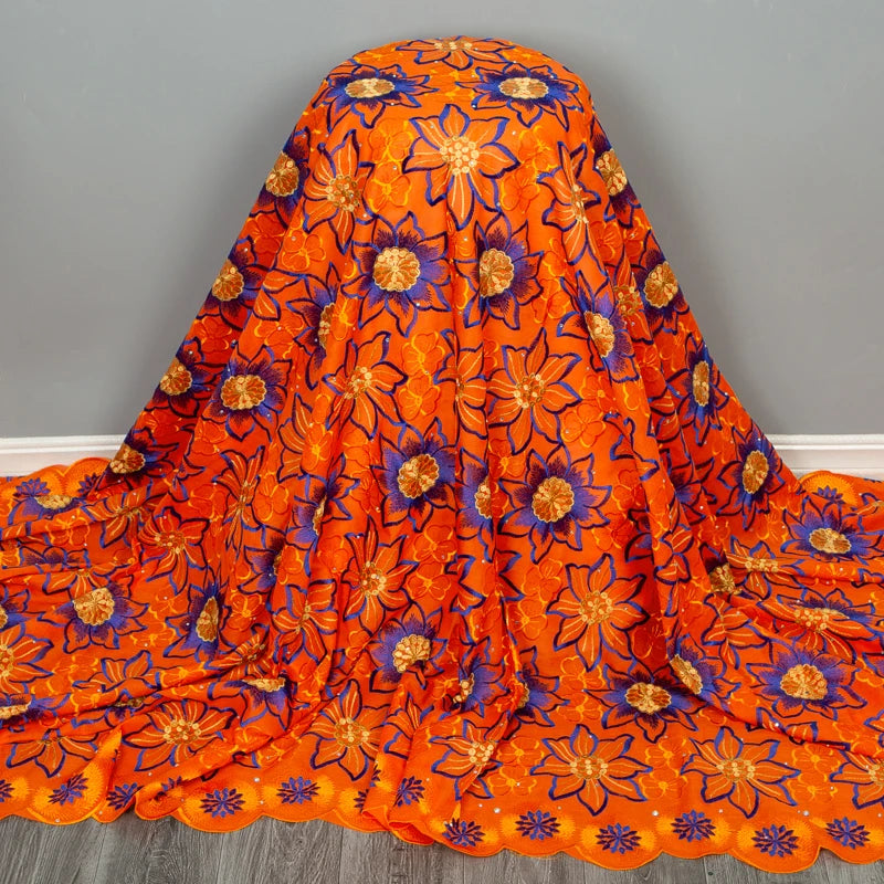 African Lace Fabric With Stones Swiss Voile Polyester
