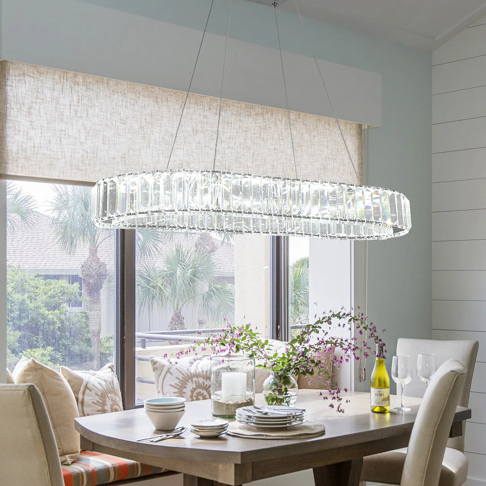VETRULUS Modern Luxury Crystal Oval LED Chandelier Ceiling Light