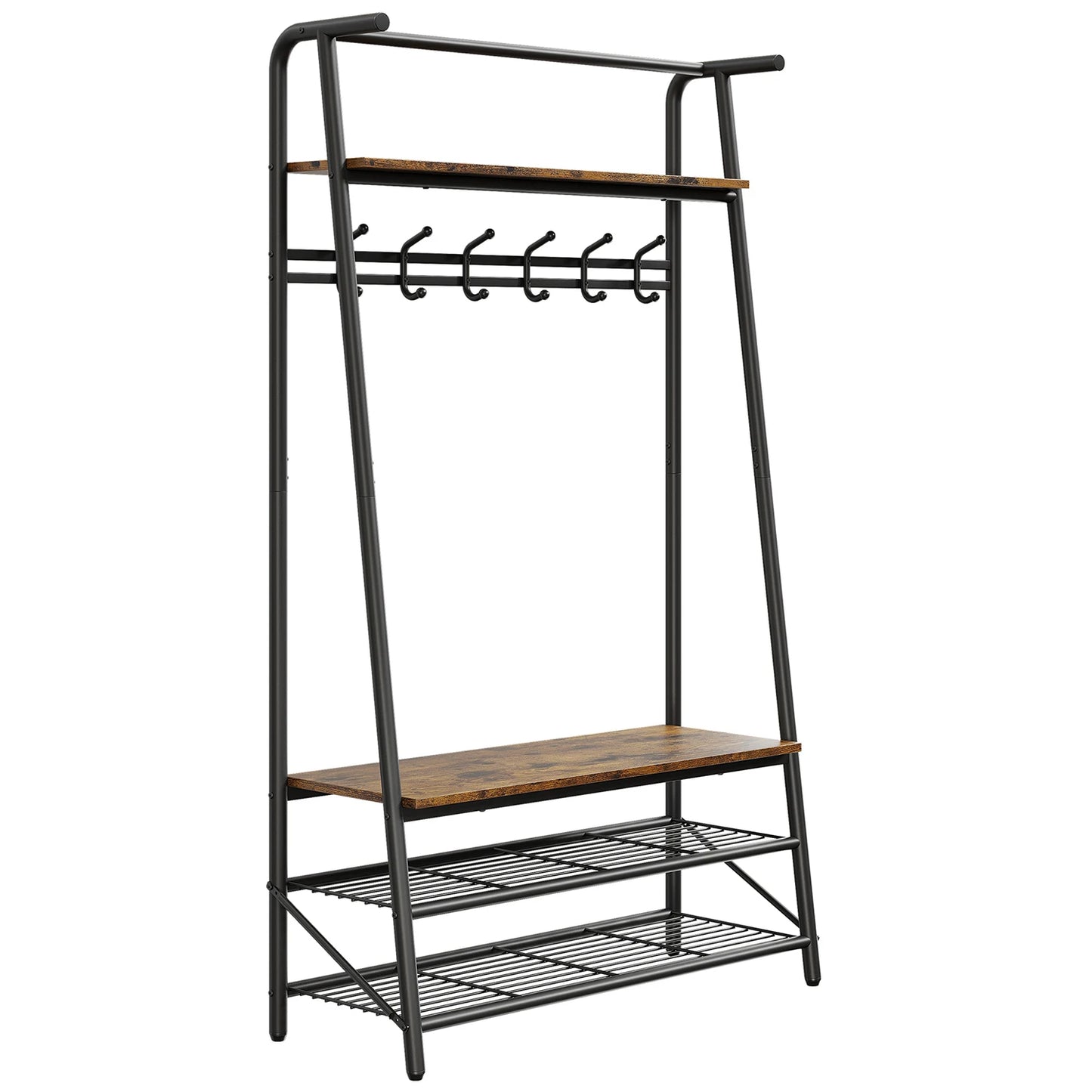 TWISTER.CK 4-in-1 Coat Rack Bench Hall Tree With Shoe Rack