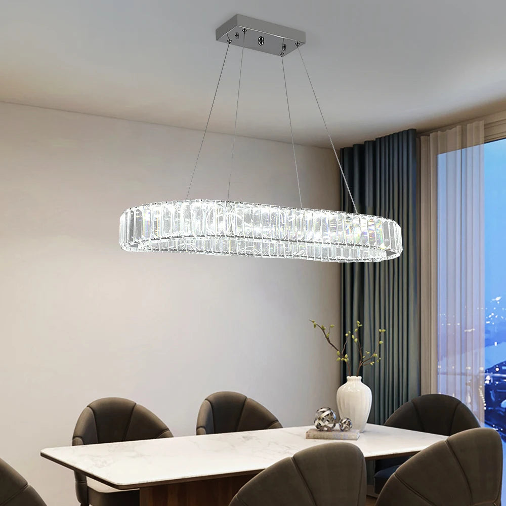 VETRULUS Modern Luxury Crystal Oval LED Chandelier Ceiling Light