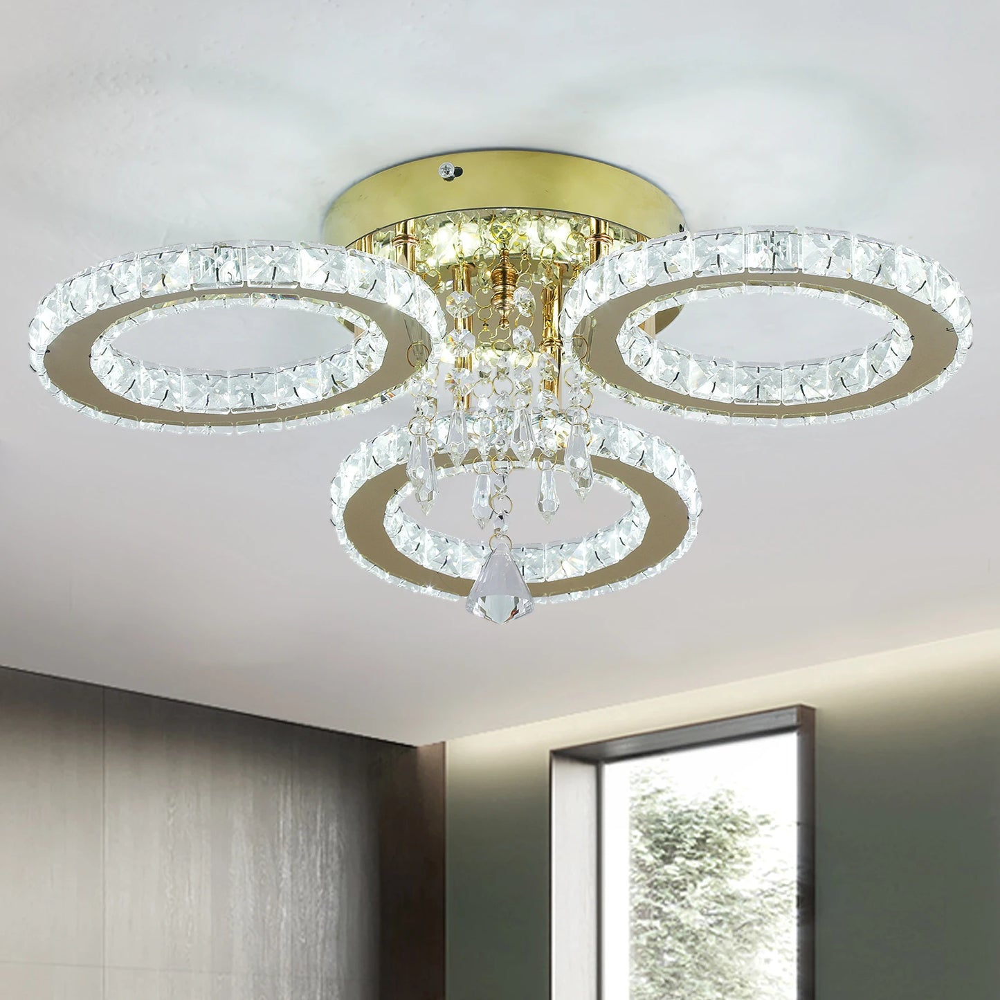 VETRULUS Modern Led Crystal Chandelier Ceiling Light