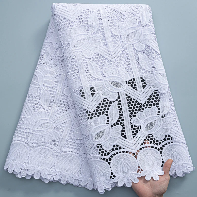 SJD African Guipure Cord Lace Fabric For Women Dresses