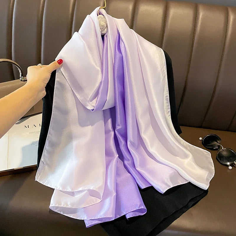 Gradient Silk Hijab Scarf For Women Wrap Shawl