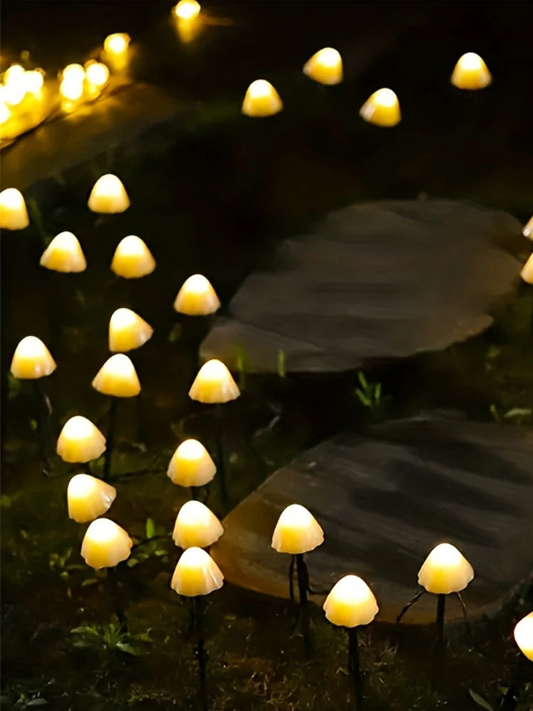 Solar Powered Mushroom Lights With 20 Bulbs For Garden