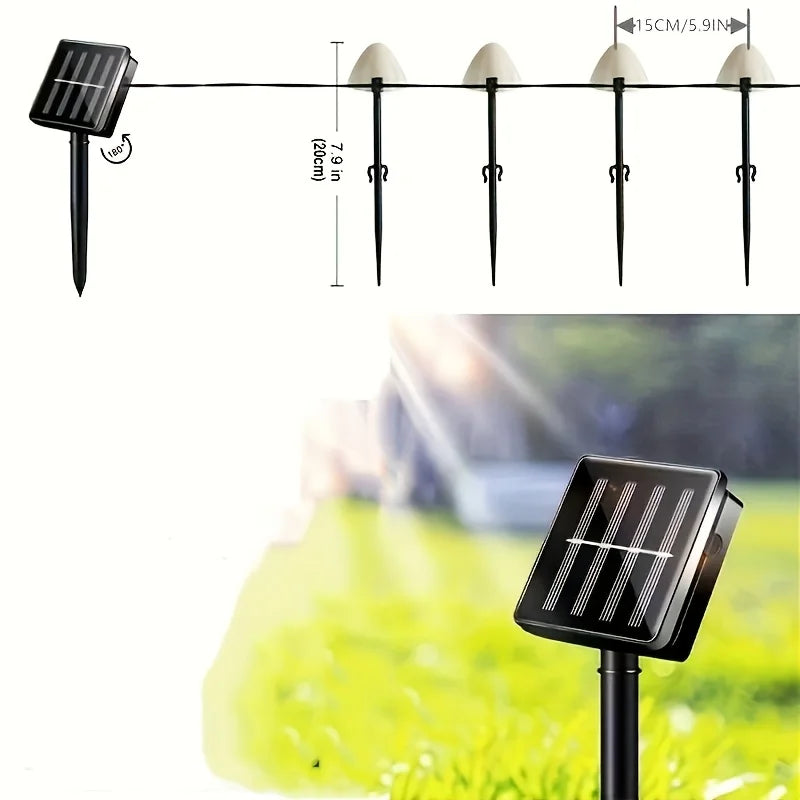 Solar Powered Mushroom Lights With 20 Bulbs For Garden