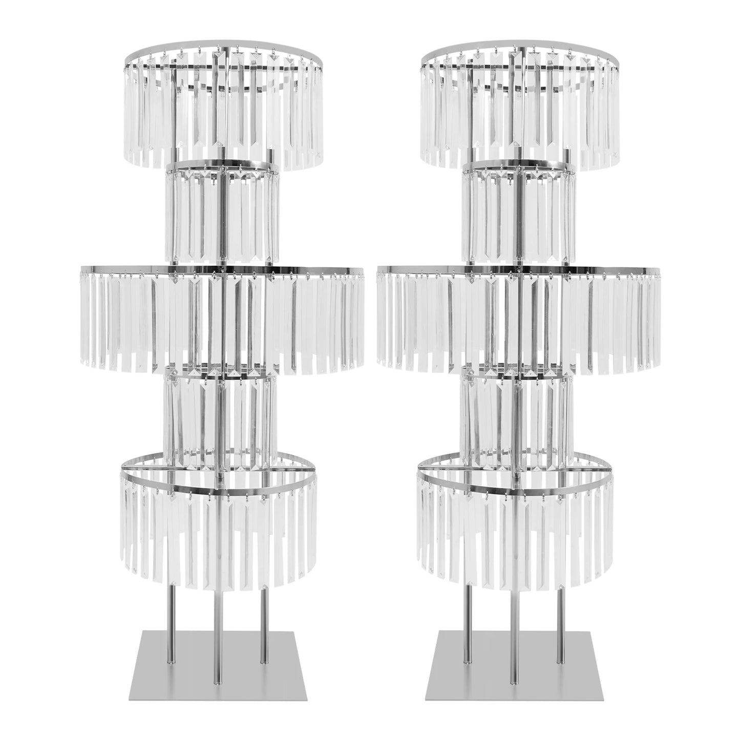 NONECN 2-Piece 5-Tier Crystal Flower Stand Wedding Centerpieces