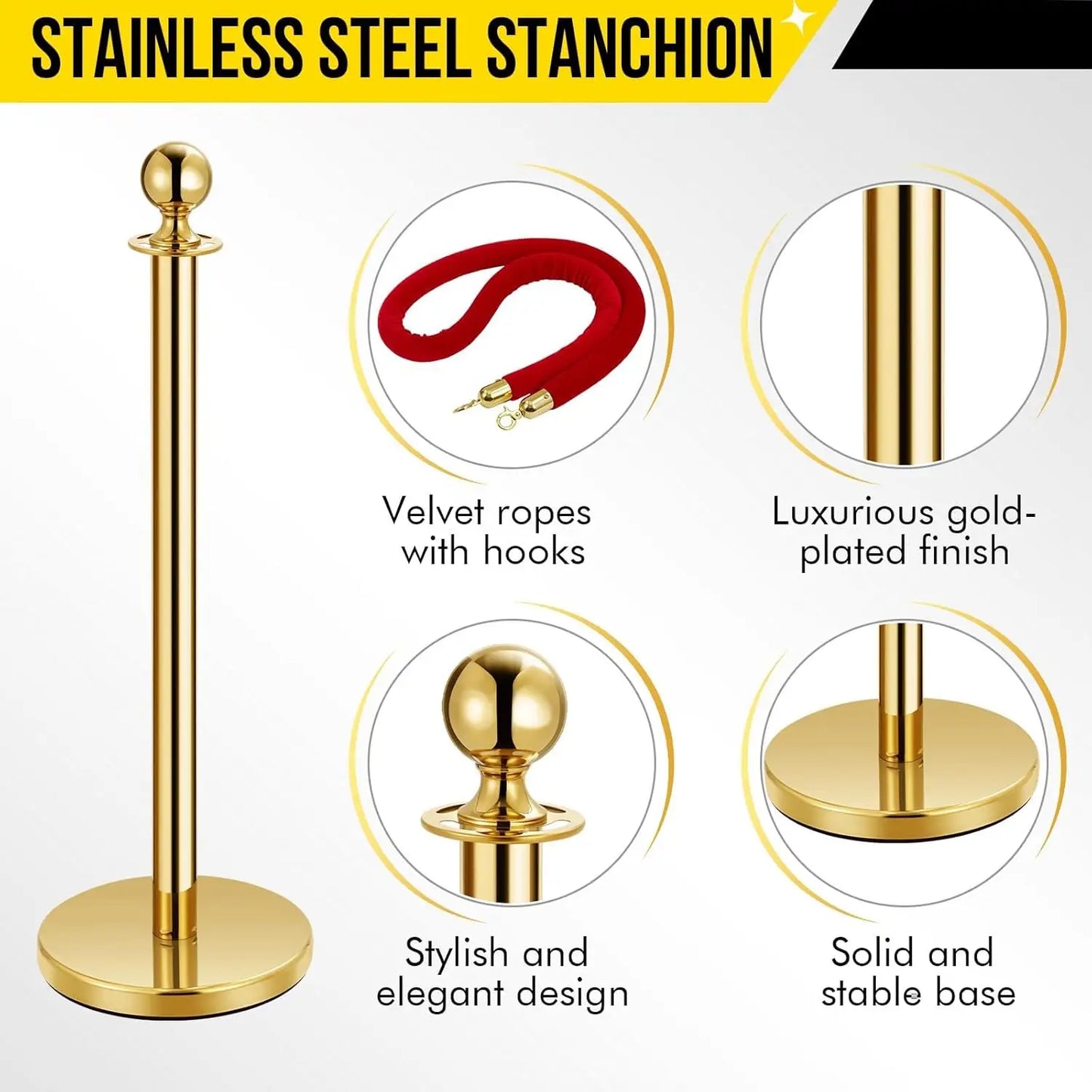 HiMISSCN Elegant Stanchion Posts With Velvet Ropes For VIP Events
