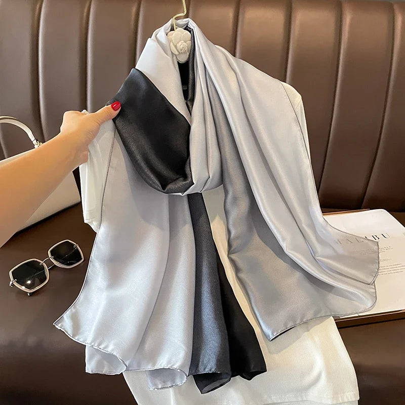 Gradient Silk Hijab Scarf For Women Wrap Shawl