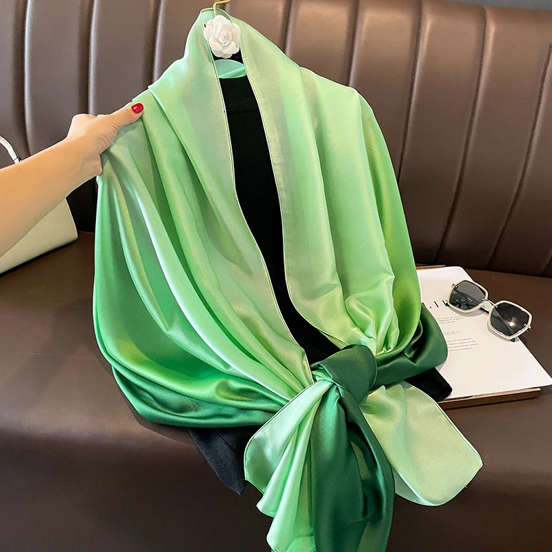 Gradient Silk Hijab Scarf For Women Wrap Shawl