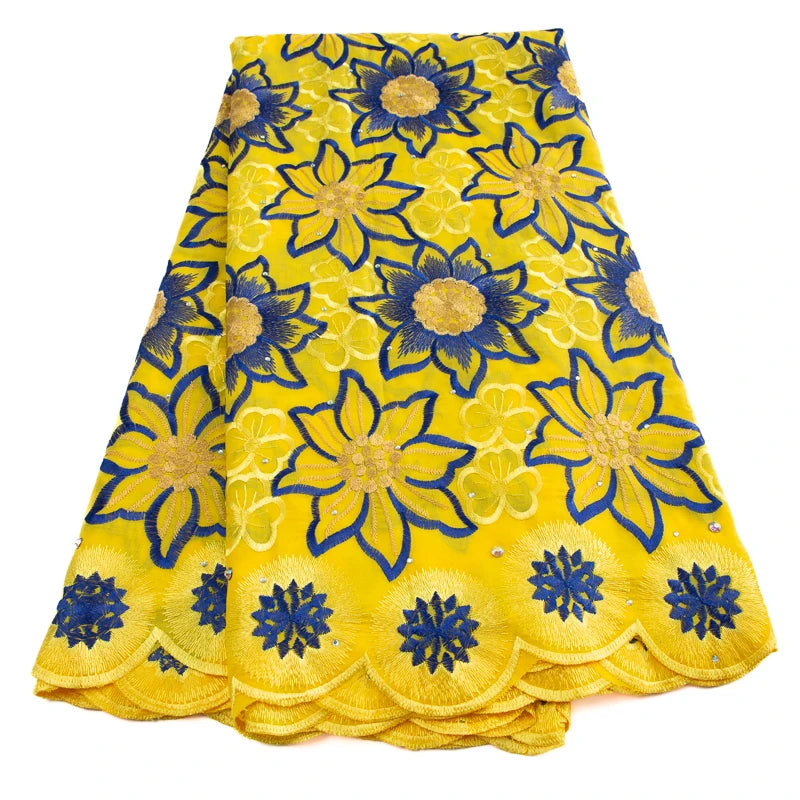 African Lace Fabric With Stones Swiss Voile Polyester