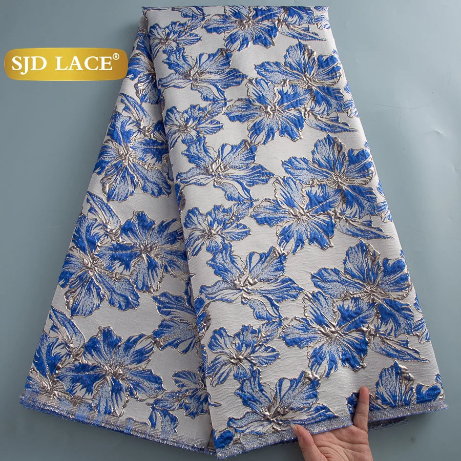 SJD LACA Nigerian Brocade Lace Damask Fabric For Women Dresses