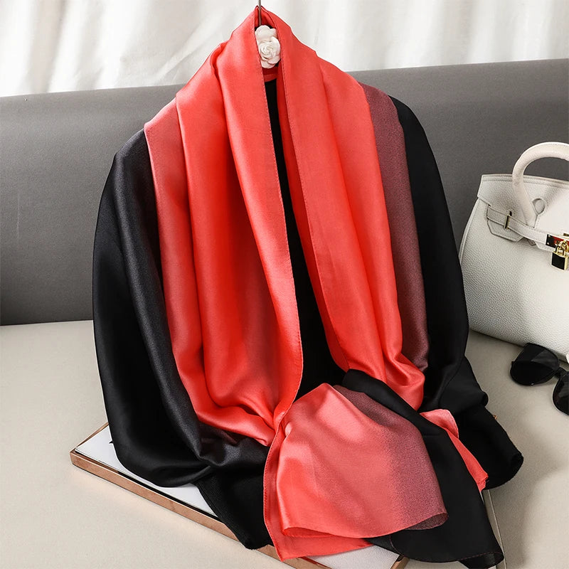 Gradient Silk Hijab Scarf For Women Wrap Shawl