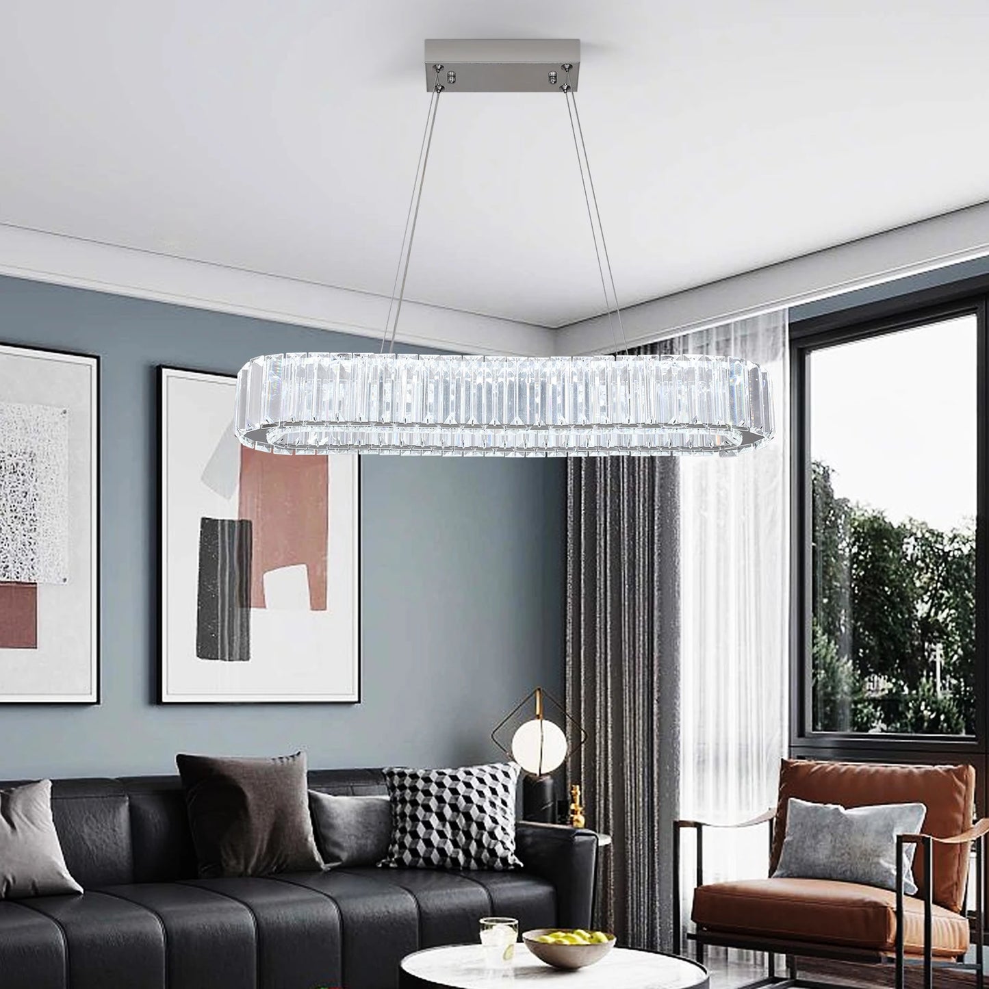 VETRULUS Modern Luxury Crystal Oval LED Chandelier Ceiling Light