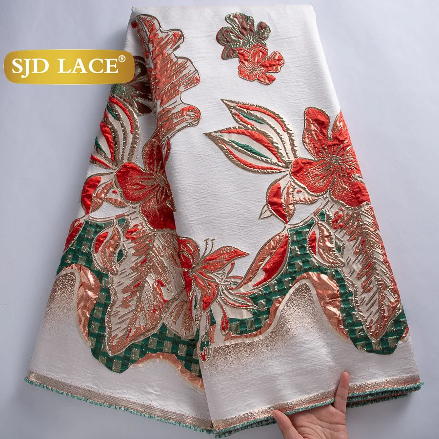 SJD LACA Nigerian Brocade Lace Damask Fabric For Women Dresses
