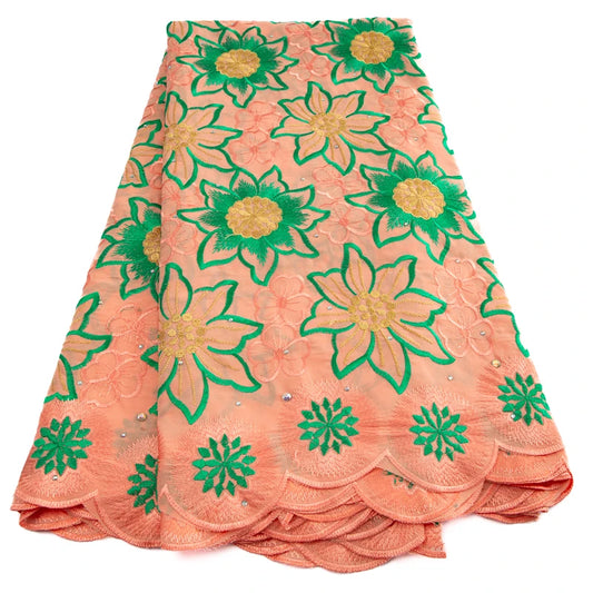 African Lace Fabric With Stones Swiss Voile Polyester