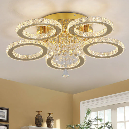 VETRULUS Modern Led Crystal Chandelier Ceiling Light
