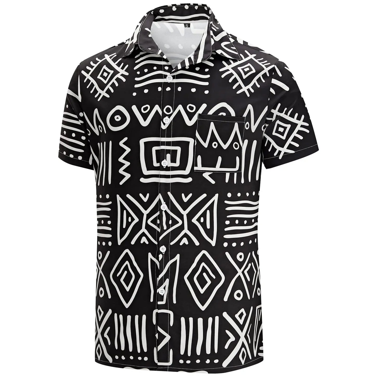 KYKU Dashiki Shirt For Men African Print Short Sleeve Button Down