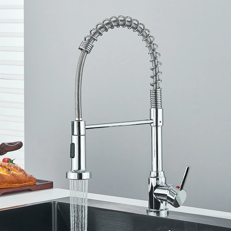 Rozin Pull Down Kitchen Faucet Single Handle Hot Cold Water Mixer Tap 360 Swivel