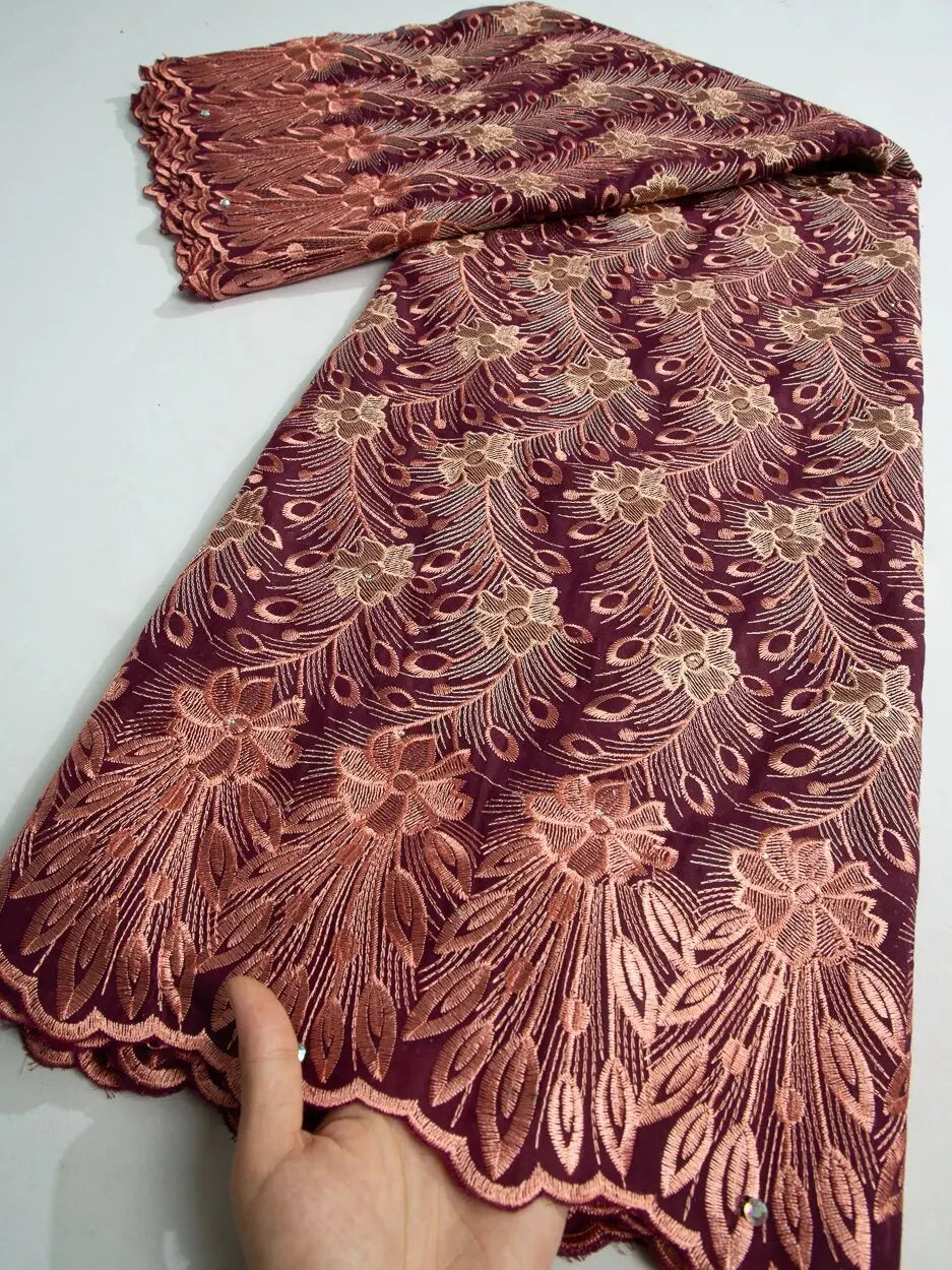 NONECN African Lace Embroidered Swiss Voile With Stones For Wedding