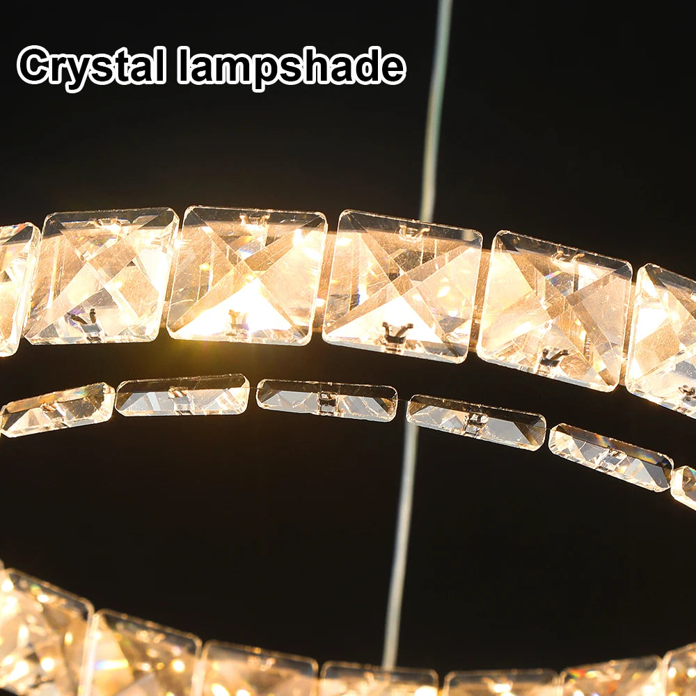 GreeLustr LED Crystal Ring Pendant Light Chandelier