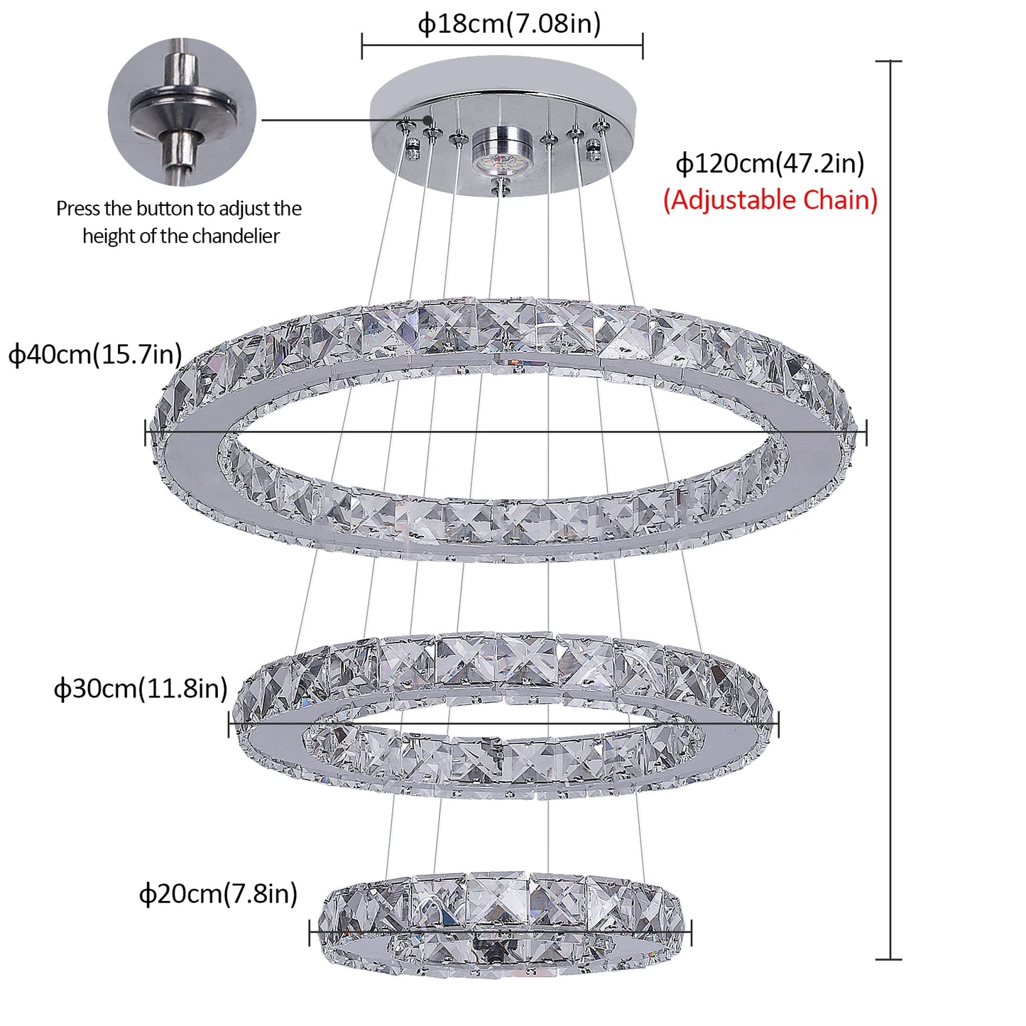 GreeLustr LED Crystal Ring Pendant Light Chandelier
