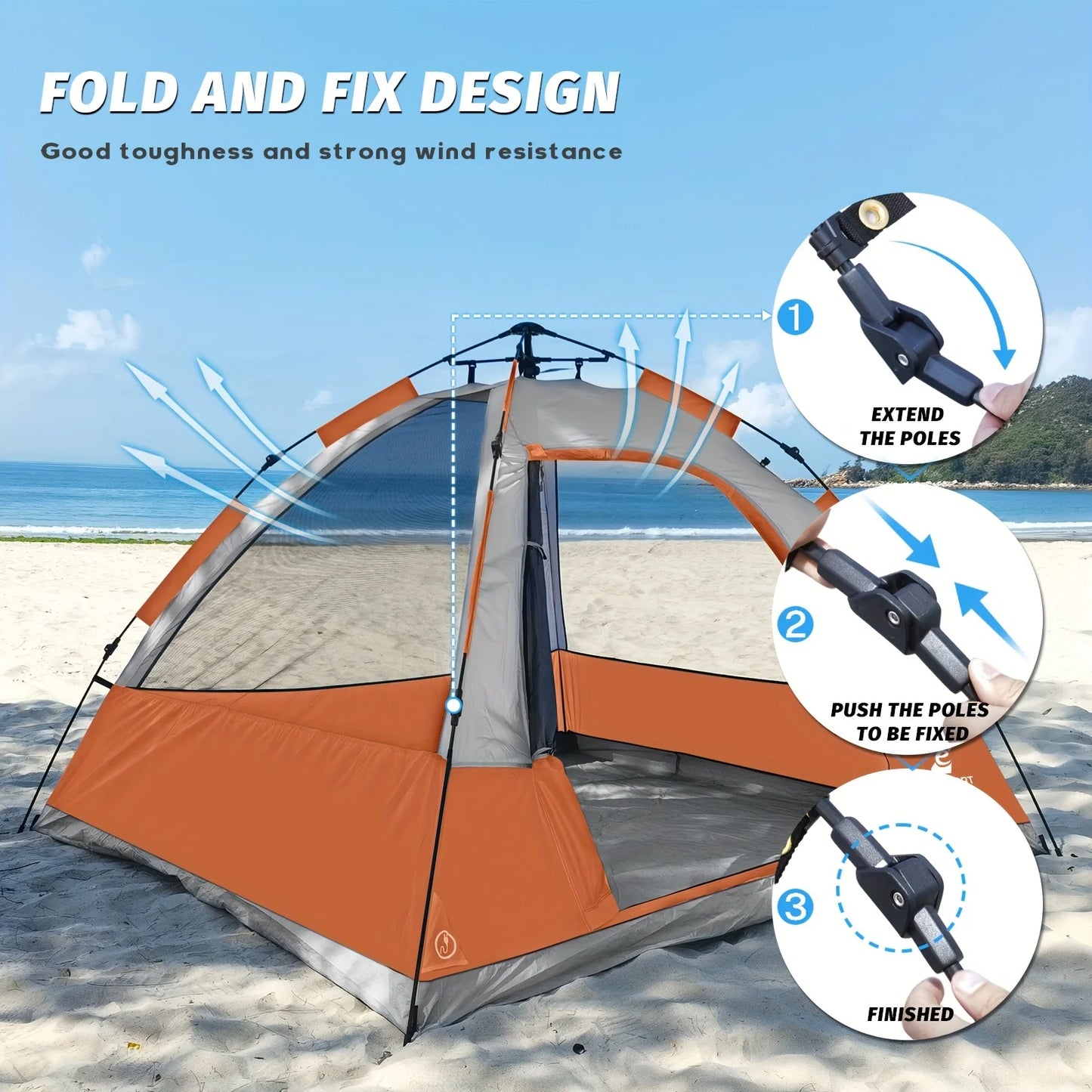 Unp Pop Up Camping Tent Waterproof Windproof Setup With Rainfly