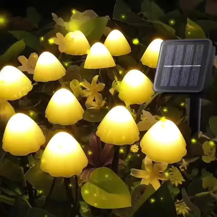 Solar Powered Mushroom Lights With 20 Bulbs For Garden