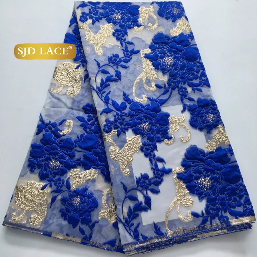 SJD LACA Nigerian Brocade Lace Damask Fabric For Women Dresses