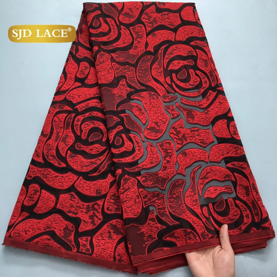 SJD LACA Nigerian Brocade Lace Damask Fabric For Women Dresses