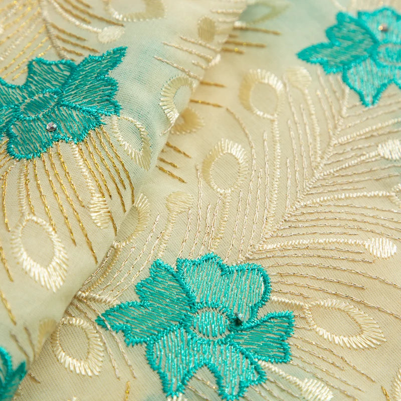 NONECN African Lace Embroidered Swiss Voile With Stones For Wedding