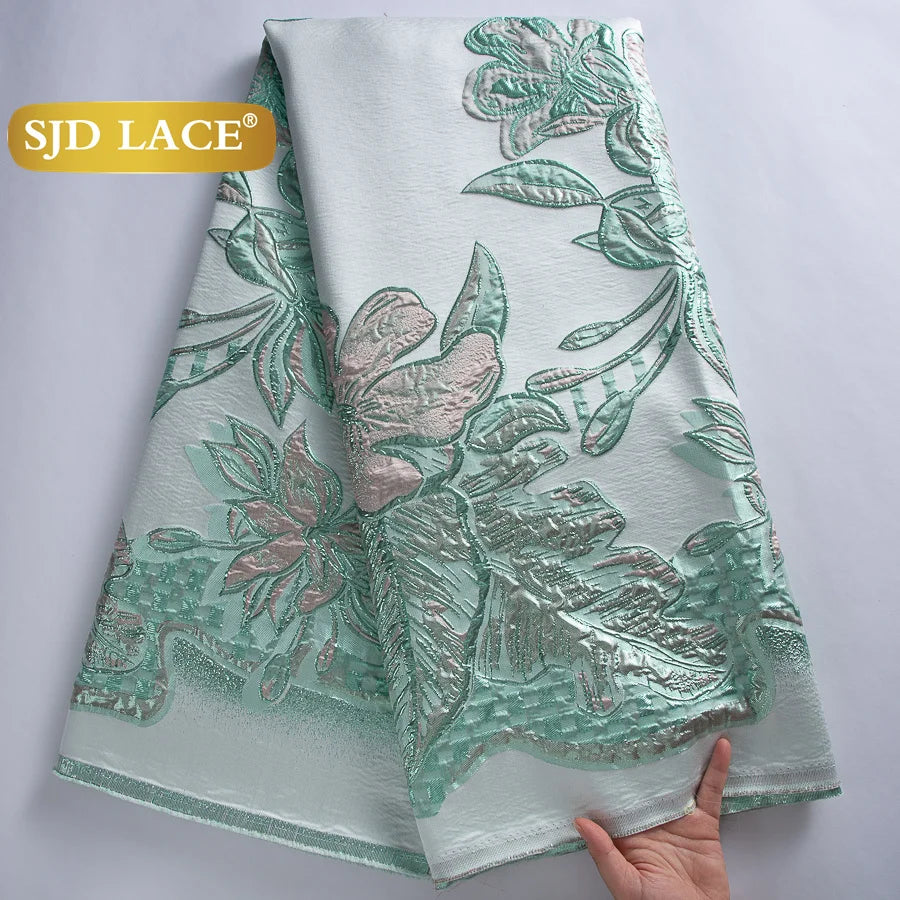 SJD LACA Nigerian Brocade Lace Damask Fabric For Women Dresses